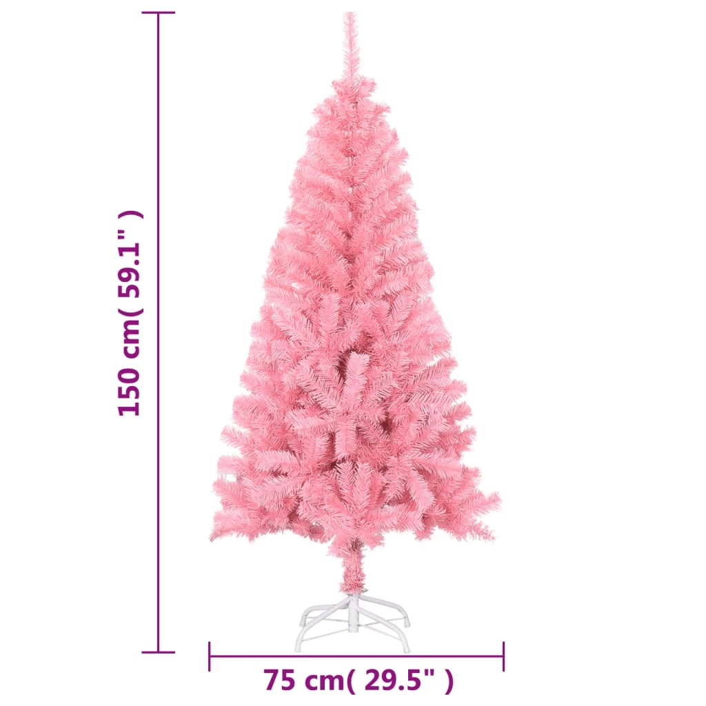 VidaXL Sapin De Noël Artificiel Avec Support Rose 150 Cm PVC 4 VidaXL Sapin De Noël Artificiel Avec Support Rose 150 Cm PVC – Image 4