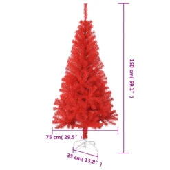 VidaXL Sapin De Noël Artificiel Avec Support Rouge 150 Cm PVC 7 VidaXL Sapin De Noël Artificiel Avec Support Rouge 150 Cm PVC -Homcom Boutique 8720286014813 5