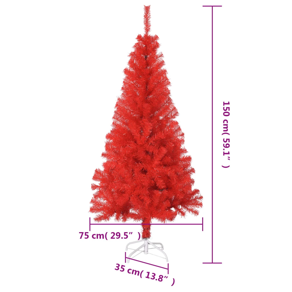 VidaXL Sapin De Noël Artificiel Avec Support Rouge 150 Cm PVC 4 VidaXL Sapin De Noël Artificiel Avec Support Rouge 150 Cm PVC – Image 4