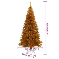 VidaXL Sapin De Noël Artificiel Avec Support Doré 210 Cm PET 7 VidaXL Sapin De Noël Artificiel Avec Support Doré 210 Cm PET -Homcom Boutique 8720286014868 5