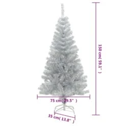 VidaXL Sapin De Noël Artificiel Avec Support Argenté 150 Cm PET -Homcom Boutique 8720286014875 5