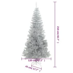VidaXL Sapin De Noël Artificiel Avec Support Argenté 210 Cm PET 7 VidaXL Sapin De Noël Artificiel Avec Support Argenté 210 Cm PET -Homcom Boutique 8720286014899 5