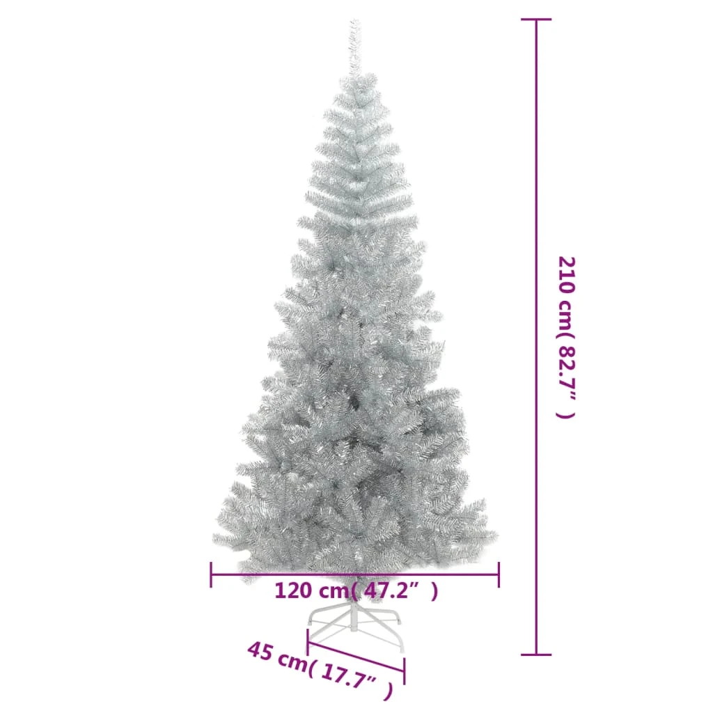 VidaXL Sapin De Noël Artificiel Avec Support Argenté 210 Cm PET 4 VidaXL Sapin De Noël Artificiel Avec Support Argenté 210 Cm PET – Image 4