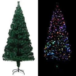 VidaXL Sapin De Noël Artificiel Avec Support Vert 210 Cm Fibre Optique