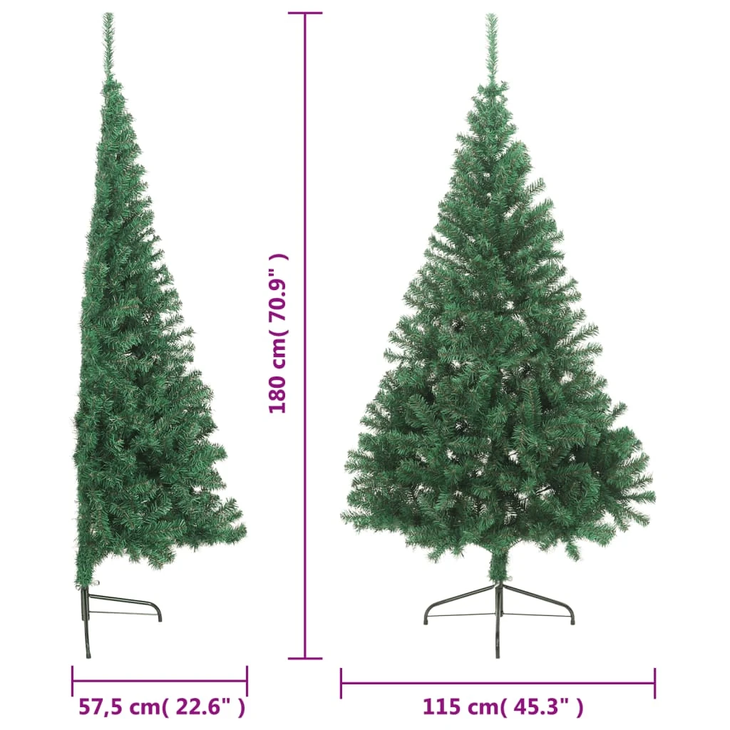 VidaXL Sapin De Noël Artificiel Moitié Avec Support Vert 180 Cm PVC 6 VidaXL Sapin De Noël Artificiel Moitié Avec Support Vert 180 Cm PVC – Image 6