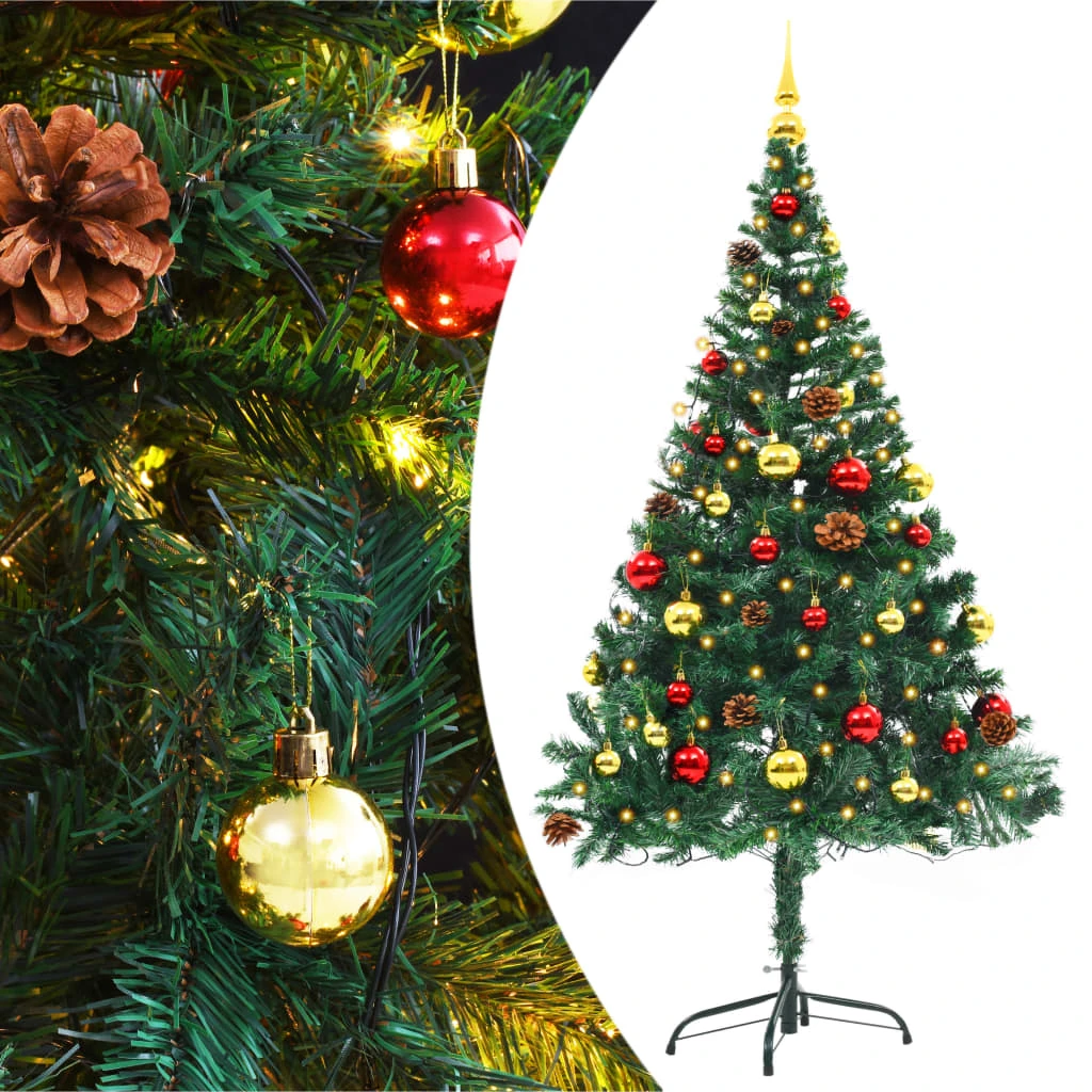 VidaXL Arbre De Noël Artificiel Avec Boules Et LED Vert 150 Cm 2 VidaXL Arbre De Noël Artificiel Avec Boules Et LED Vert 150 Cm – Image 2