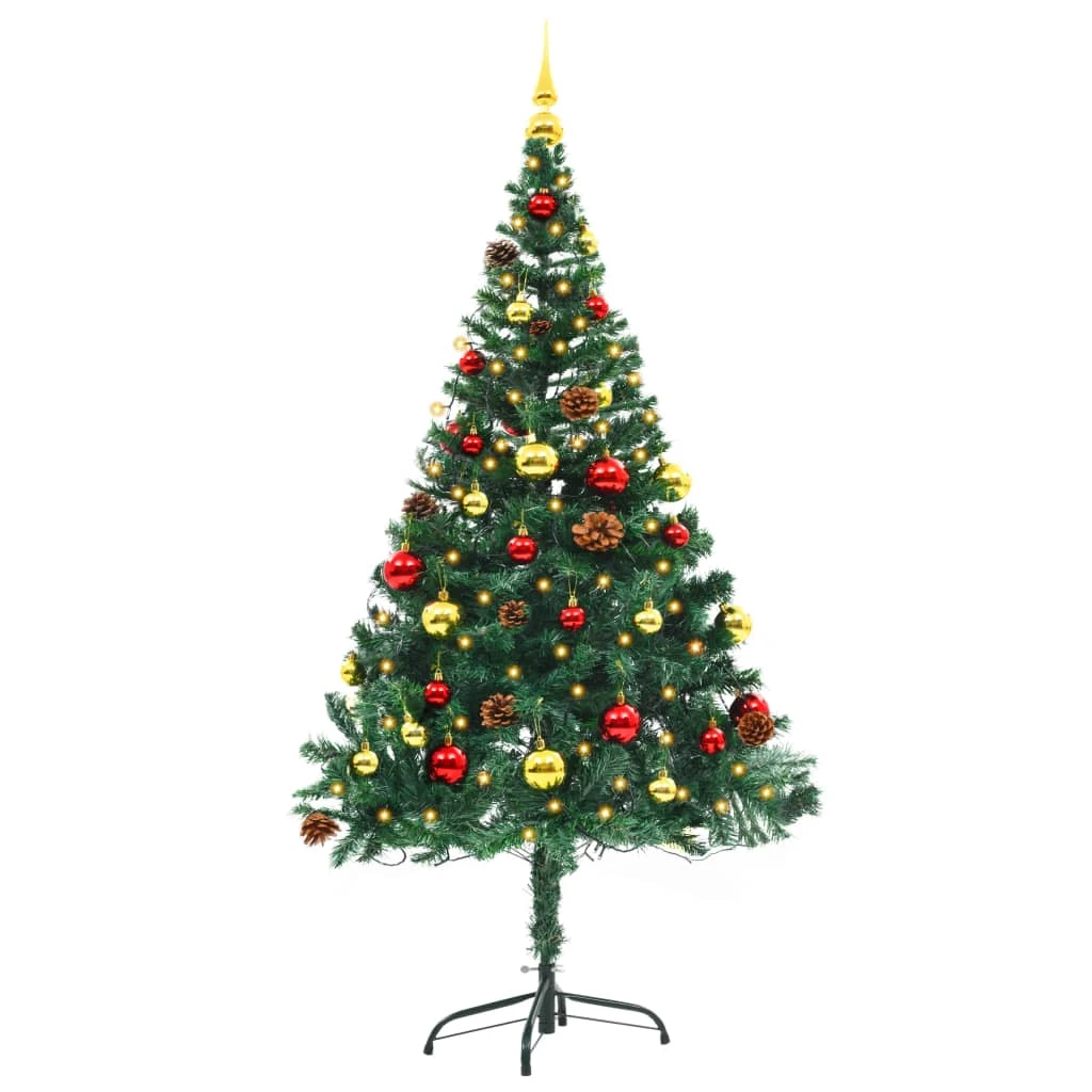 VidaXL Arbre De Noël Artificiel Avec Boules Et LED Vert 150 Cm 4 VidaXL Arbre De Noël Artificiel Avec Boules Et LED Vert 150 Cm – Image 4