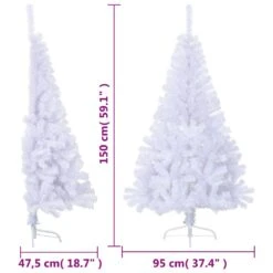 VidaXL Sapin De Noël Artificiel Moitié Avec Support Blanc 150 Cm PVC -Homcom Boutique 8720286361504 7