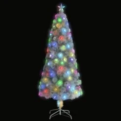 VidaXL Sapin De Noël Artificiel Avec LED Blanc 210 Cm Fibre Optique