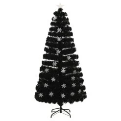 VidaXL Sapin De Noël Et Flocons De Neige LED Noir 150 Cm Fibre Optique