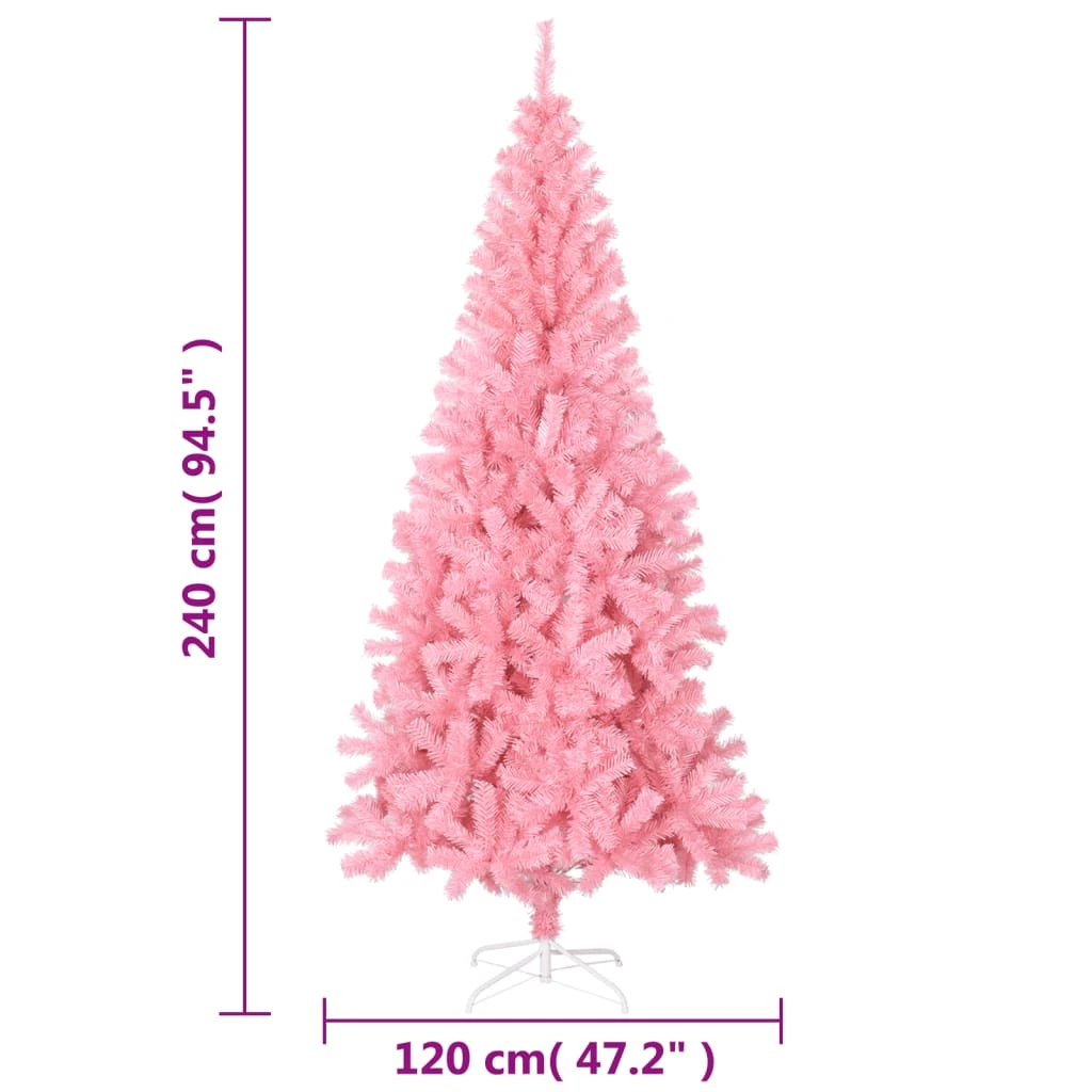VidaXL Sapin De Noël Artificiel Avec Support Rose 240 Cm PVC 4 VidaXL Sapin De Noël Artificiel Avec Support Rose 240 Cm PVC – Image 4