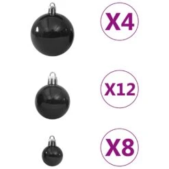 VidaXL Ensemble De Boules De Noël 100 Pcs Noir