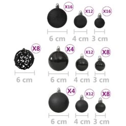 VidaXL Ensemble De Boules De Noël 100 Pcs Noir -Homcom Boutique 8720286380970 5
