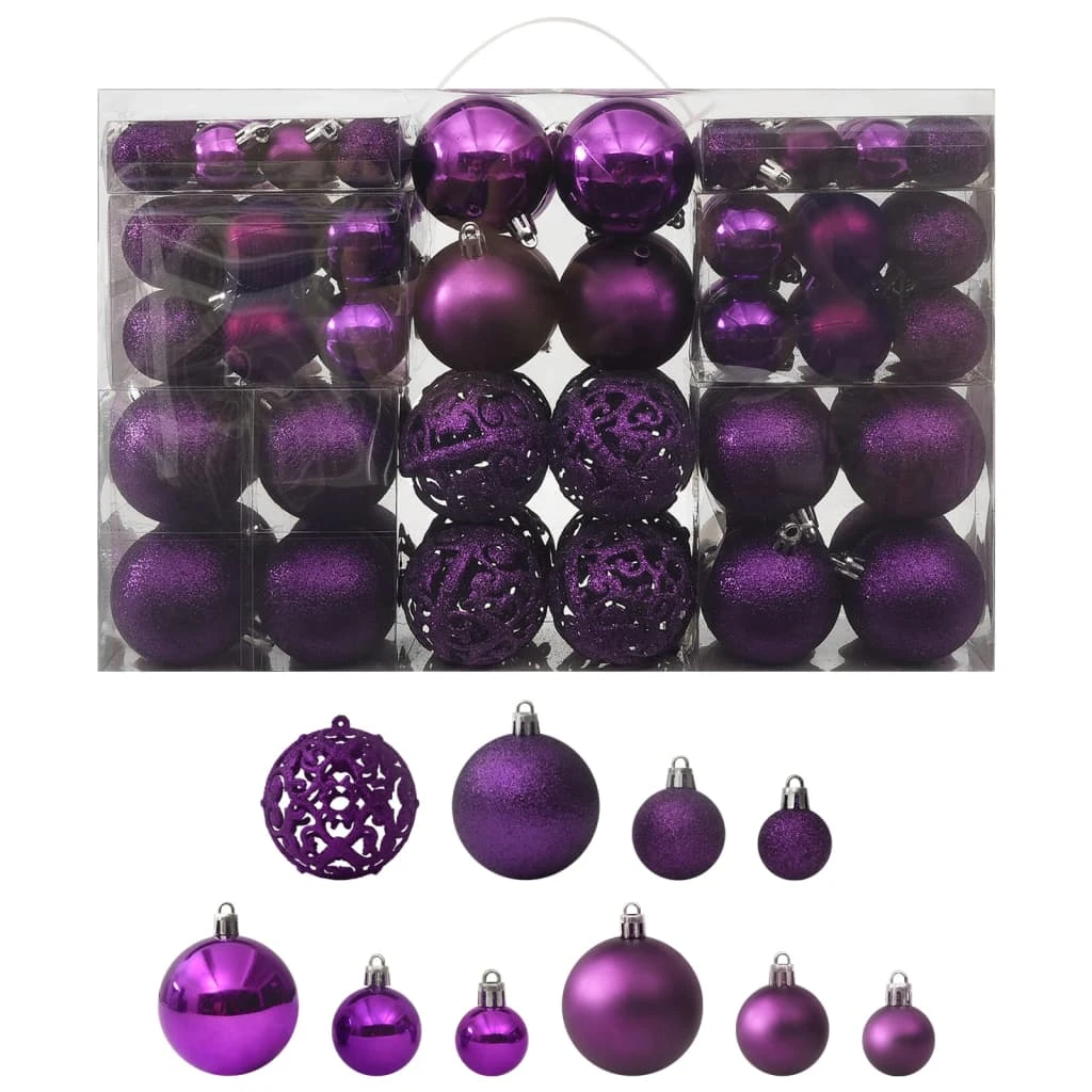 VidaXL Ensemble De Boules De Noël 100 Pcs Violet 2 VidaXL Ensemble De Boules De Noël 100 Pcs Violet – Image 2