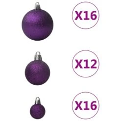 VidaXL Ensemble De Boules De Noël 100 Pcs Violet 7 VidaXL Ensemble De Boules De Noël 100 Pcs Violet -Homcom Boutique 8720286381007 3