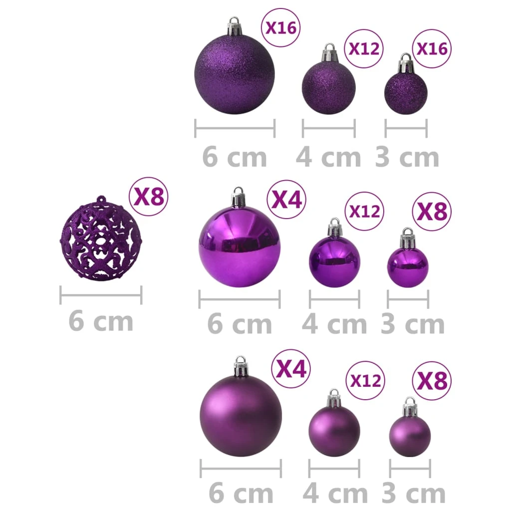 VidaXL Ensemble De Boules De Noël 100 Pcs Violet 5 VidaXL Ensemble De Boules De Noël 100 Pcs Violet – Image 5