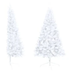 VidaXL Demi-arbre De Noël Artificiel Avec LED Et Boules Blanc 180 Cm