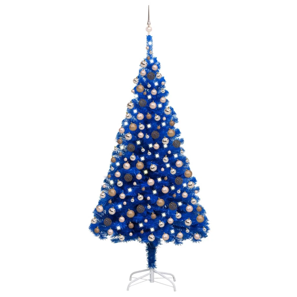 VidaXL Arbre De Noël Artificiel Avec LED Et Boules Bleu 210 Cm PVC 2 VidaXL Arbre De Noël Artificiel Avec LED Et Boules Bleu 210 Cm PVC – Image 2