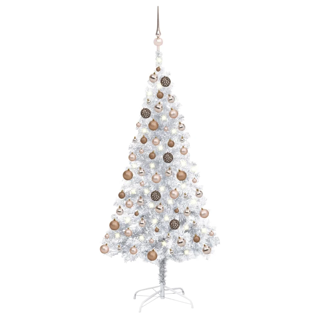 VidaXL Arbre De Noël Artificiel Avec LED Et Boules Argenté 150 Cm PET 2 VidaXL Arbre De Noël Artificiel Avec LED Et Boules Argenté 150 Cm PET – Image 2
