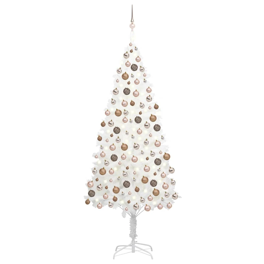 VidaXL Arbre De Noël Artificiel Avec LED Et Boules Blanc 240 Cm 2 VidaXL Arbre De Noël Artificiel Avec LED Et Boules Blanc 240 Cm – Image 2