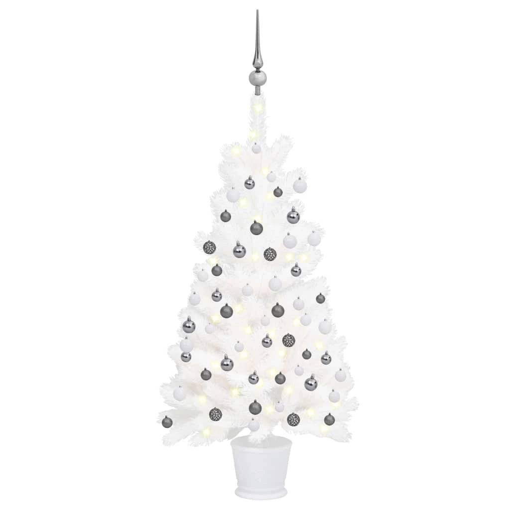 VidaXL Arbre De Noël Artificiel Avec LED Et Boules Blanc 90 Cm 2 VidaXL Arbre De Noël Artificiel Avec LED Et Boules Blanc 90 Cm – Image 2