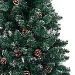 VidaXL Arbre De Noël Mince Avec LED Et Boules Vert 210 Cm
