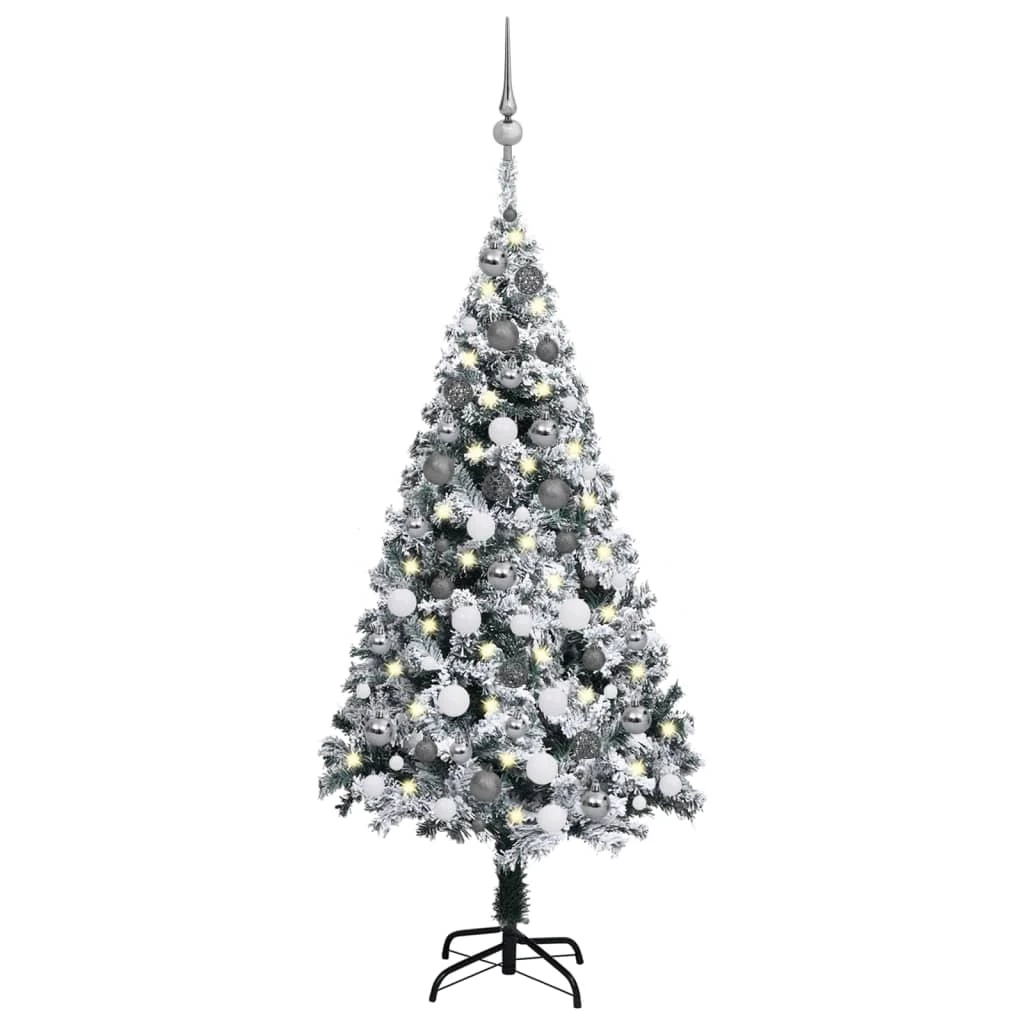 VidaXL Arbre De Noël Artificiel Avec LED Et Boules Vert 120 Cm 2 VidaXL Arbre De Noël Artificiel Avec LED Et Boules Vert 120 Cm – Image 2