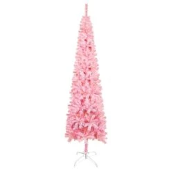 VidaXL Arbre De Noël Mince Avec LED Et Boules Rose 180 Cm