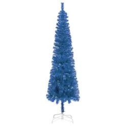 VidaXL Arbre De Noël Mince Avec LED Et Boules Bleu 240 Cm