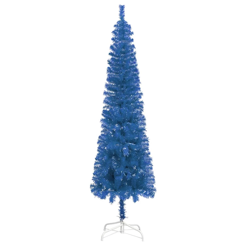 VidaXL Arbre De Noël Mince Avec LED Et Boules Bleu 240 Cm 1 VidaXL Arbre De Noël Mince Avec LED Et Boules Bleu 240 Cm