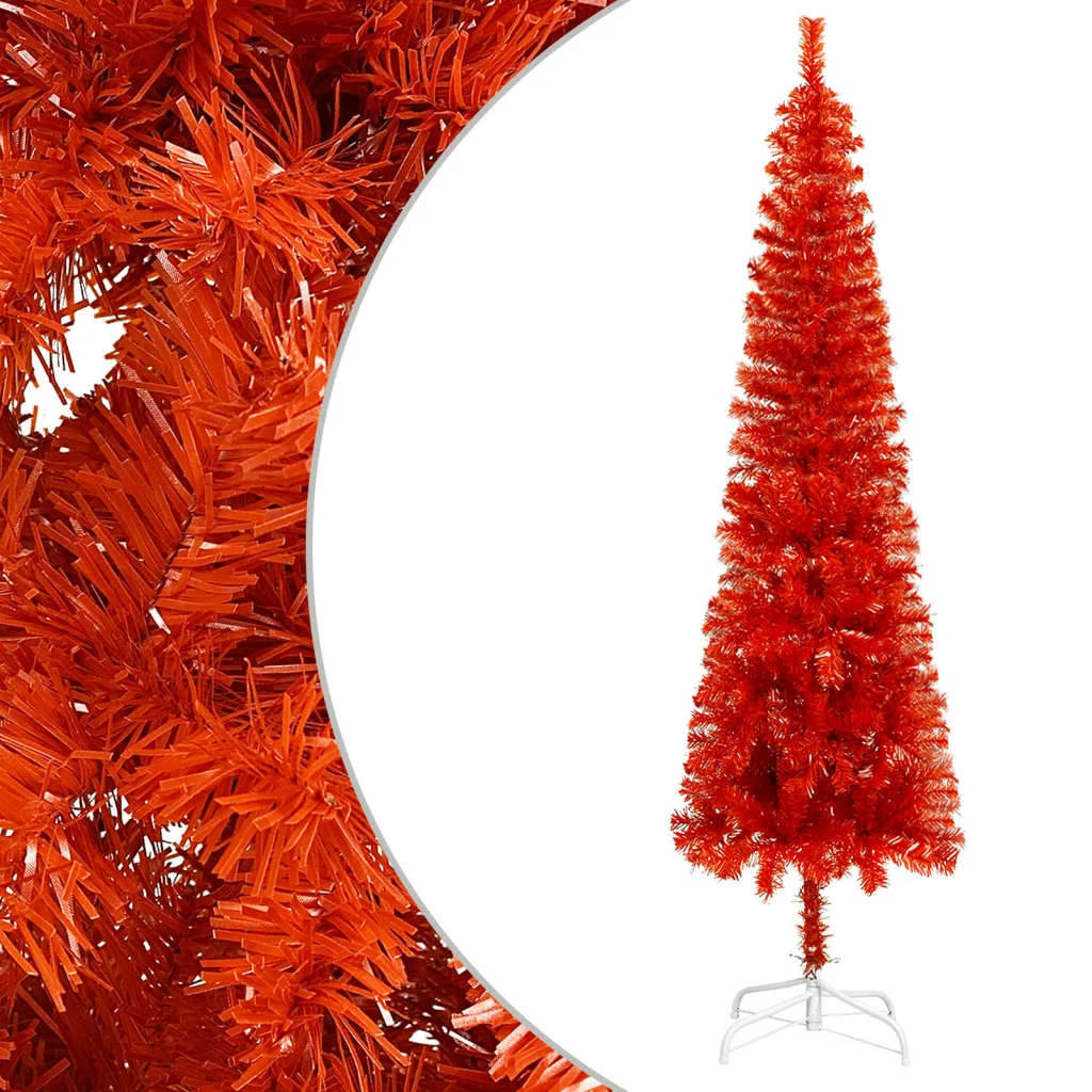 VidaXL Sapin De Noël étroit Rouge 180 Cm 2 VidaXL Sapin De Noël étroit Rouge 180 Cm – Image 2