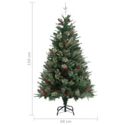 VidaXL Sapin De Noël Avec Pommes De Pin Vert 150 Cm PVC Et PE -Homcom Boutique 8720286767030 5