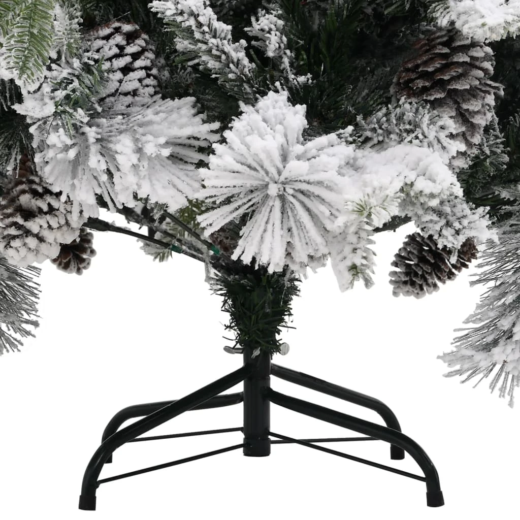 VidaXL Sapin De Noël à Flocons De Neige Et Pommes De Pin 150 Cm PVC/PE 4 VidaXL Sapin De Noël à Flocons De Neige Et Pommes De Pin 150 Cm PVC/PE – Image 4