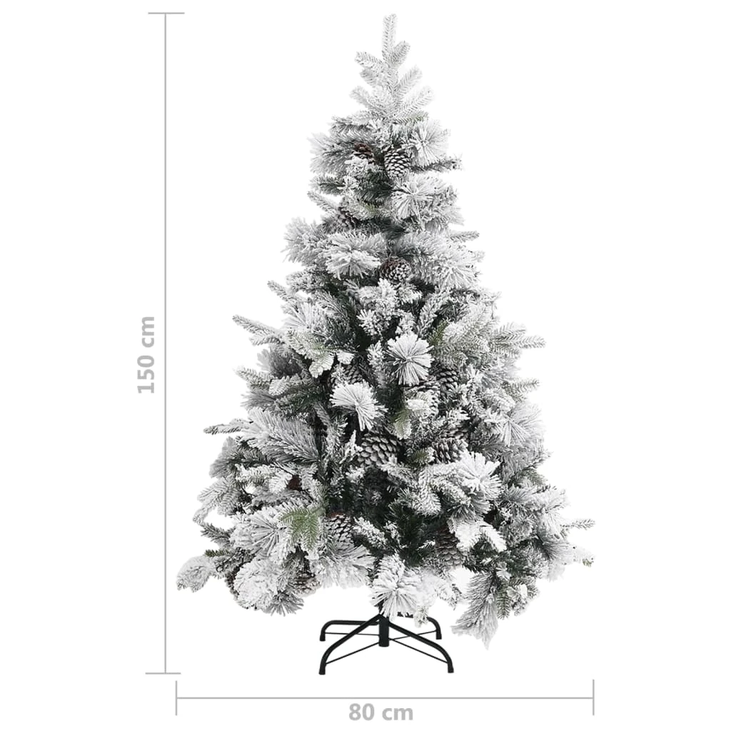 VidaXL Sapin De Noël à Flocons De Neige Et Pommes De Pin 150 Cm PVC/PE 5 VidaXL Sapin De Noël à Flocons De Neige Et Pommes De Pin 150 Cm PVC/PE – Image 5