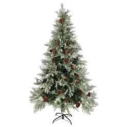 VidaXL Sapin De Noël Avec Pommes De Pin Vert Et Blanc 225 Cm PVC Et PE