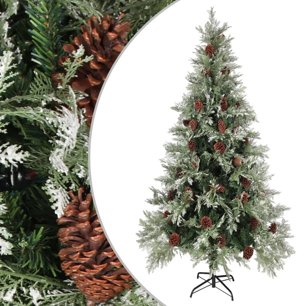 VidaXL Sapin De Noël Avec Pommes De Pin Vert Et Blanc 225 Cm PVC Et PE 2 VidaXL Sapin De Noël Avec Pommes De Pin Vert Et Blanc 225 Cm PVC Et PE – Image 2