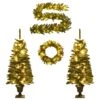 VidaXL Arbres De Noël Artificiels 2 Pcs Et Couronne, Guirlande Et LED