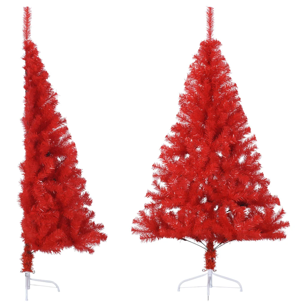 VidaXL Demi Sapin De Noël Artificiel Avec Support Rouge 150 Cm PVC 2 VidaXL Demi Sapin De Noël Artificiel Avec Support Rouge 150 Cm PVC – Image 2