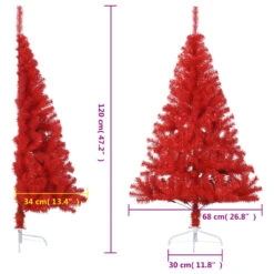 VidaXL Demi Sapin De Noël Artificiel Avec Support Rouge 180 Cm PVC -Homcom Boutique 8720287021551 7
