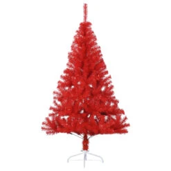 VidaXL Demi Sapin De Noël Artificiel Avec Support Rouge 150 Cm PVC