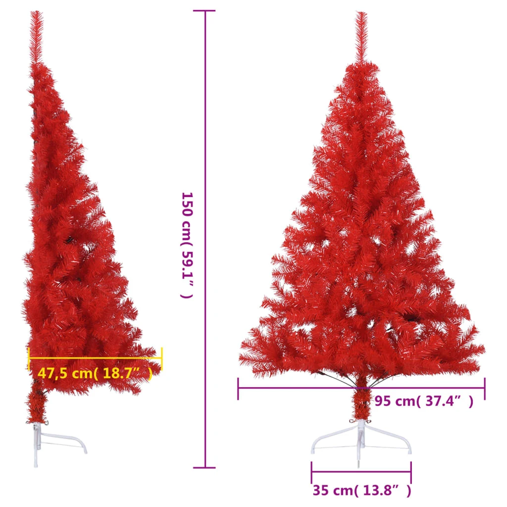 VidaXL Demi Sapin De Noël Artificiel Avec Support Rouge 150 Cm PVC 7 VidaXL Demi Sapin De Noël Artificiel Avec Support Rouge 150 Cm PVC – Image 7