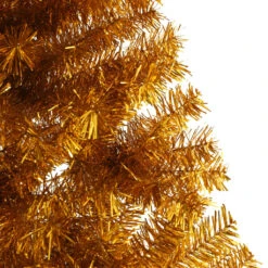 VidaXL Demi Sapin De Noël Artificiel Avec Support Doré 120 Cm PVC -Homcom Boutique 8720287021643 5