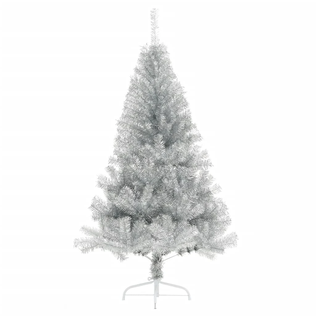 VidaXL Demi Sapin De Noël Artificiel Avec Support Argenté 150 Cm PVC 1 VidaXL Demi Sapin De Noël Artificiel Avec Support Argenté 150 Cm PVC