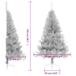 VidaXL Demi Sapin De Noël Artificiel Avec Support Argenté 150 Cm PVC 13 VidaXL Demi Sapin De Noël Artificiel Avec Support Argenté 150 Cm PVC -Homcom Boutique 8720287021667 7