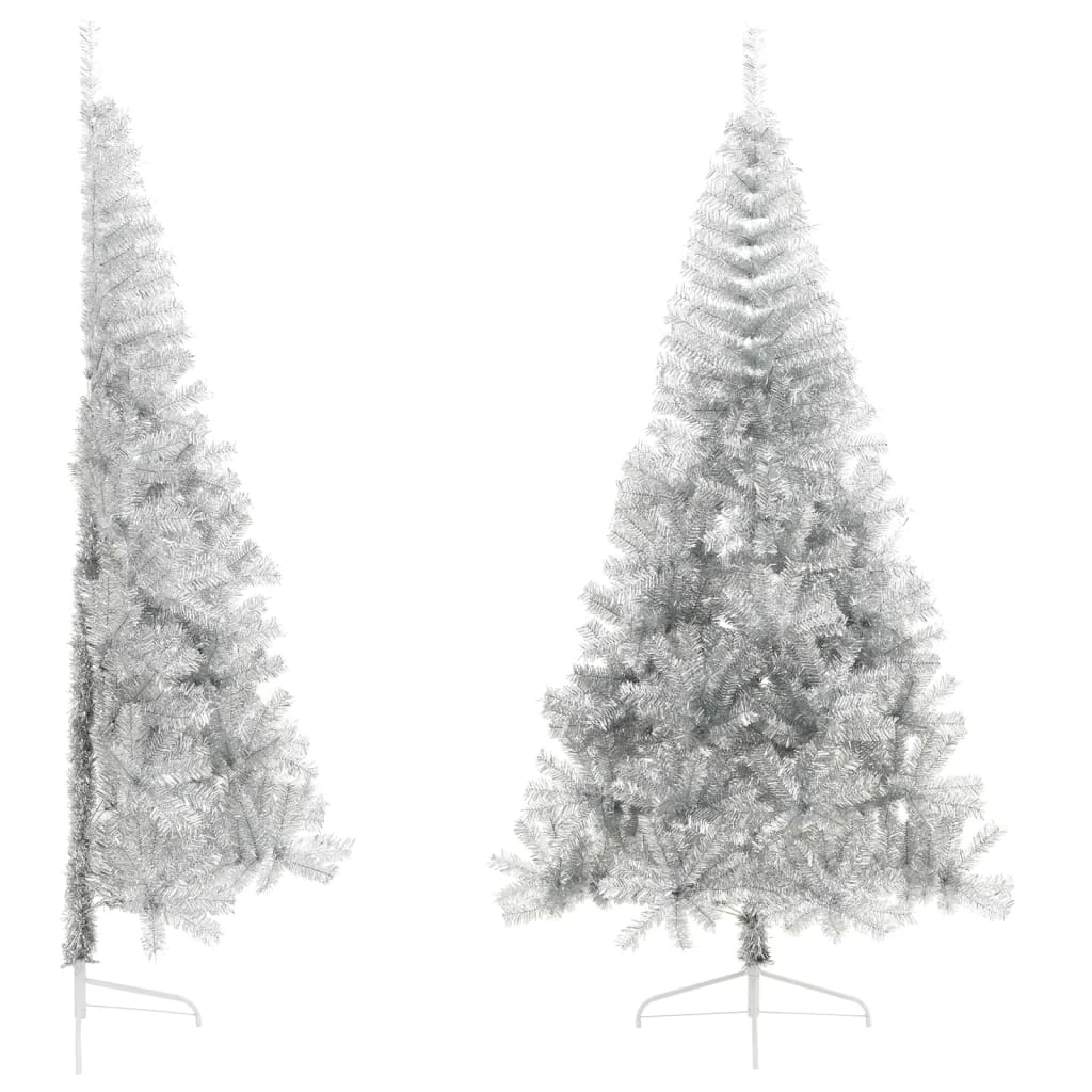 VidaXL Demi Sapin De Noël Artificiel Avec Support Argenté 240 Cm PVC 2 VidaXL Demi Sapin De Noël Artificiel Avec Support Argenté 240 Cm PVC – Image 2