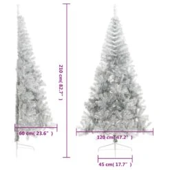 VidaXL Demi Sapin De Noël Artificiel Avec Support Argenté 210 Cm PVC -Homcom Boutique 8720287021681 7