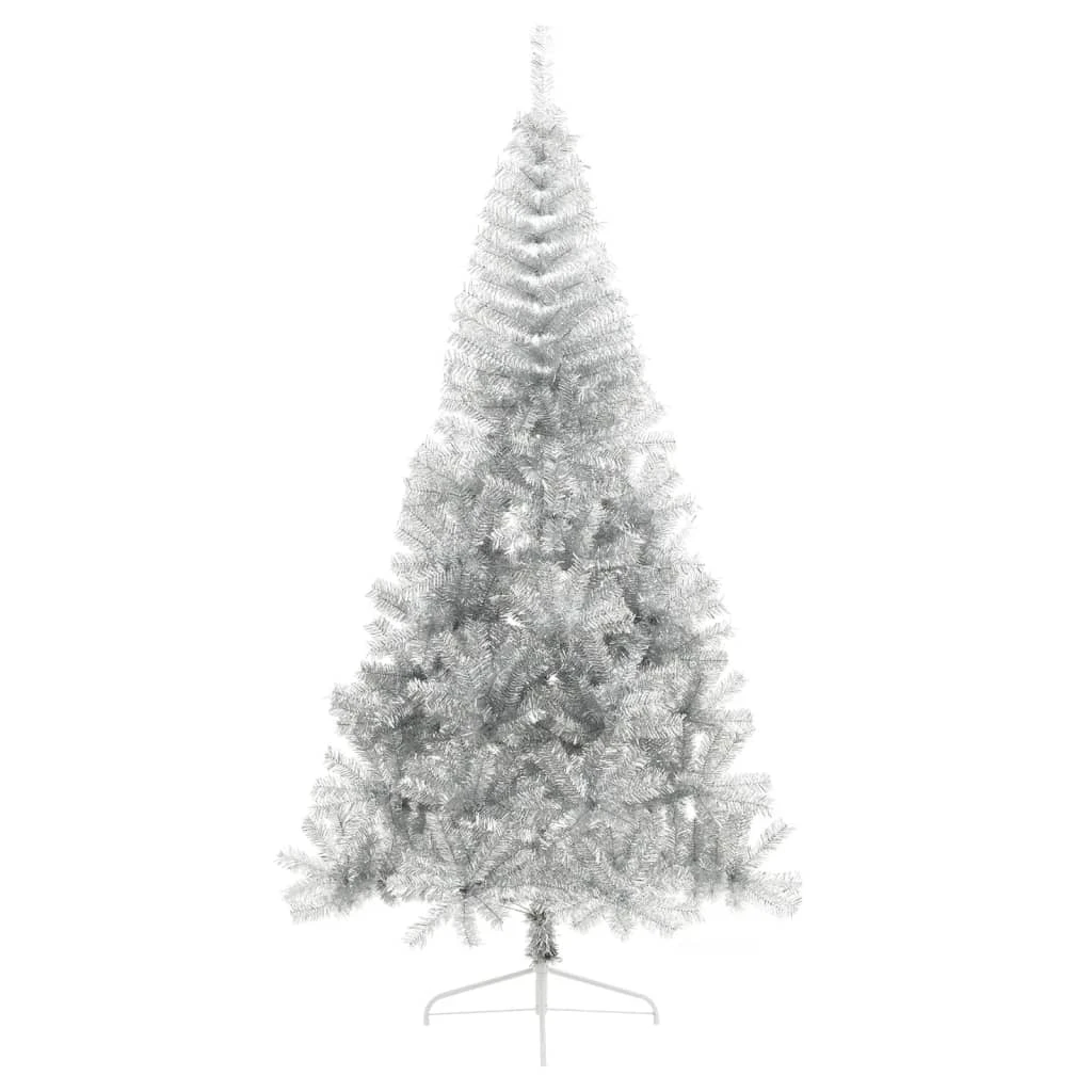 VidaXL Demi Sapin De Noël Artificiel Avec Support Argenté 240 Cm PVC 1 VidaXL Demi Sapin De Noël Artificiel Avec Support Argenté 240 Cm PVC