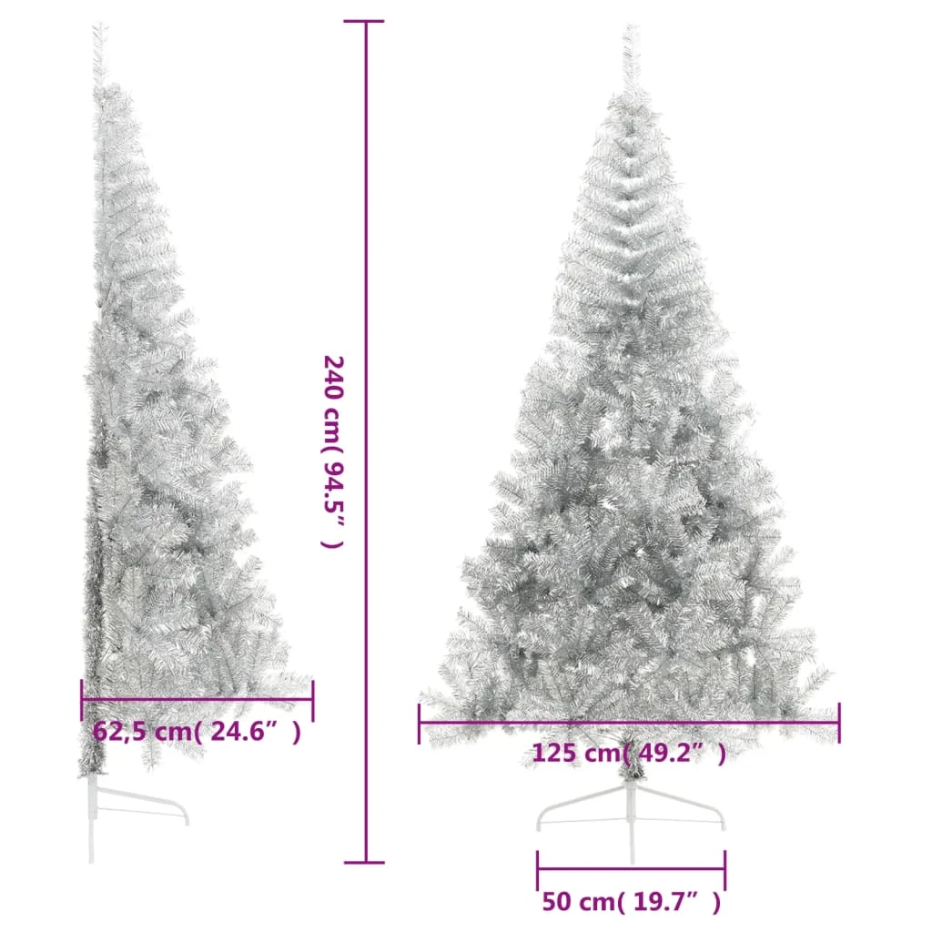 VidaXL Demi Sapin De Noël Artificiel Avec Support Argenté 240 Cm PVC 7 VidaXL Demi Sapin De Noël Artificiel Avec Support Argenté 240 Cm PVC – Image 7